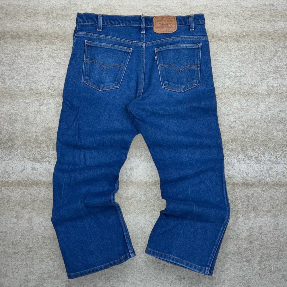 Vintage 90s Levis 517 Jeans 38x30 Bootcut Flared Fit Dark Wash